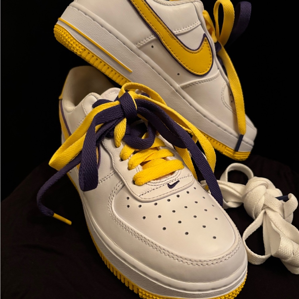 White Sneakers with Yellow and Purple Details